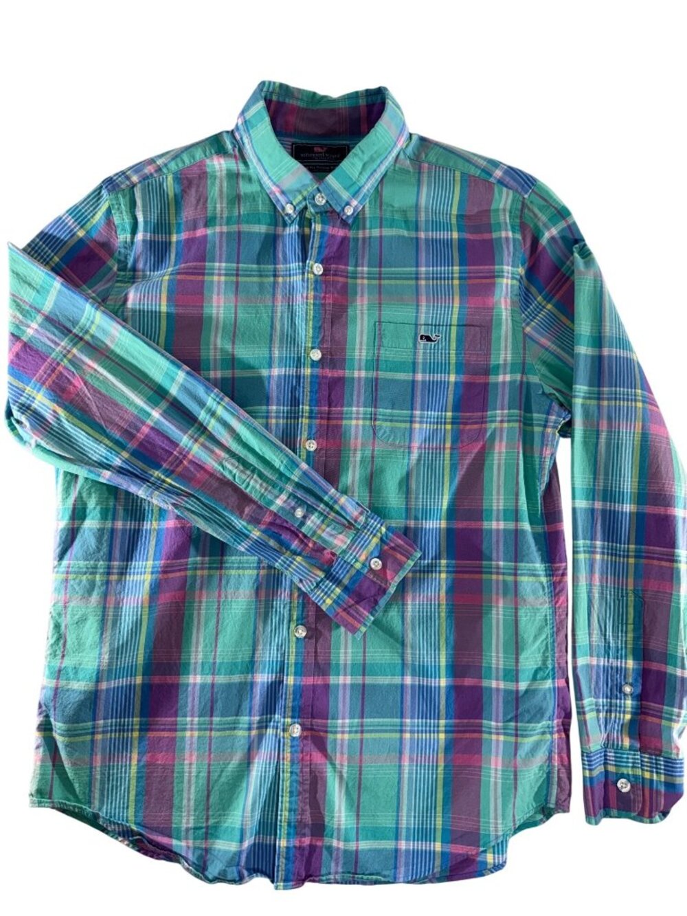 Vineyard Vines Mens M Slim Fit Tucker Shirt Multicolor Plaid 100% Cotton Preppy